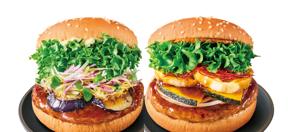 和の香りでリフレッシュ 香味野菜の照り焼きバーガー・蓮根と南瓜の黒