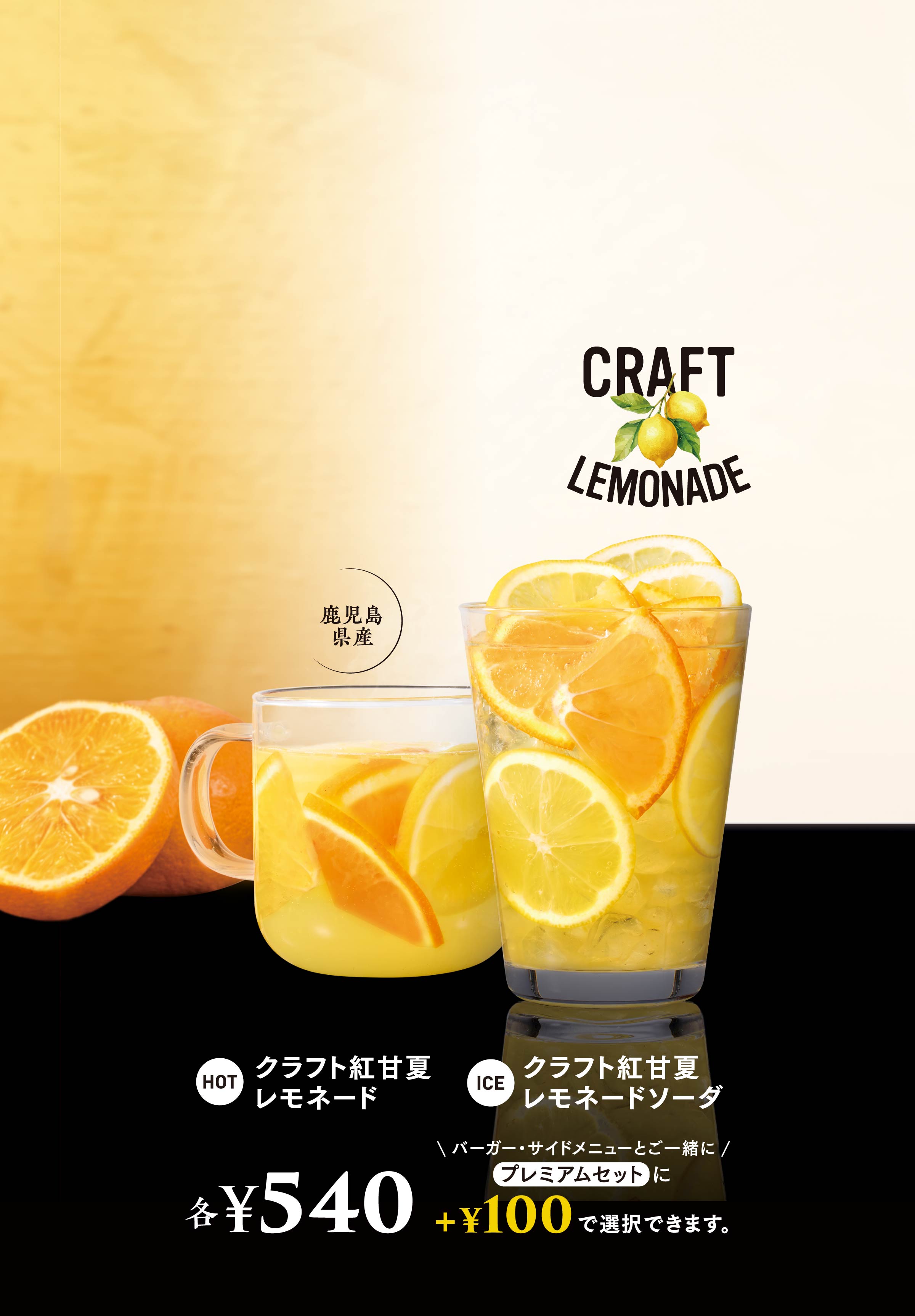 クラフト甘夏レモネード HOT｜クラフト甘夏レモネードソーダ ICE｜540円
